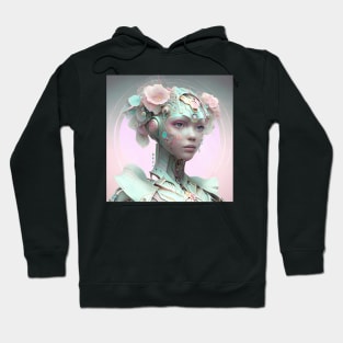 Portrait in Pastel Colors of A Fractal Robot Hoodie